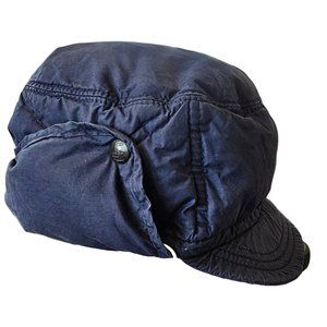 VTG Down Filled Blue Winter Italian Hat Pool Serchio Flap Cap Small‎ Quilted